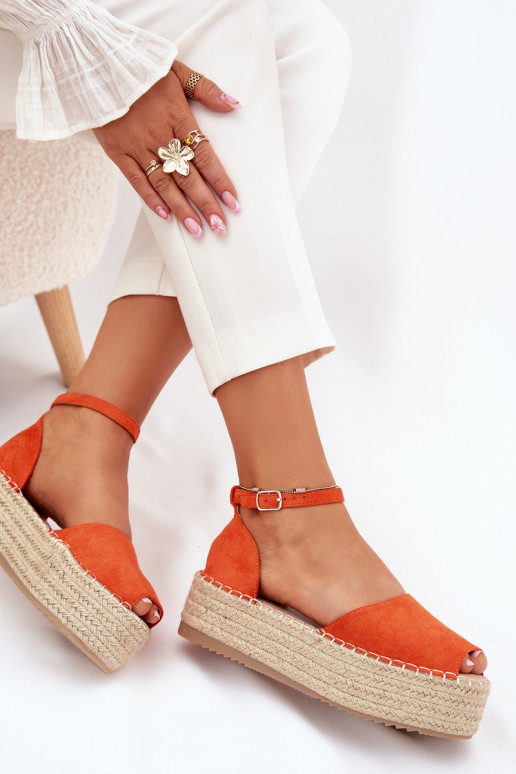 sandali Espadrillas con una piattaforma Con treccia colore arancione Selise
