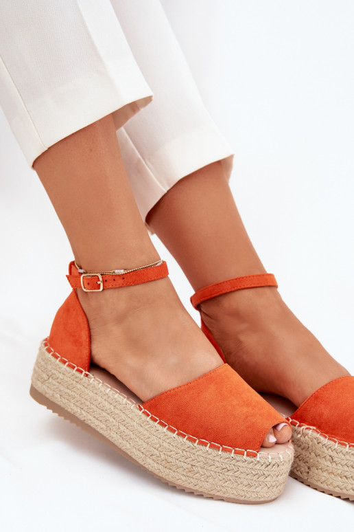sandali Espadrillas con una piattaforma Con treccia colore arancione Selise