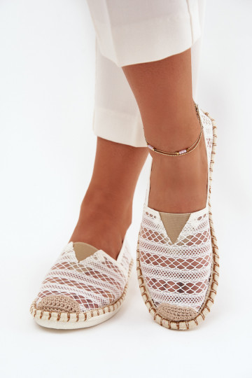 Espadrillas bianche da donna con pizzo e rete Faylira