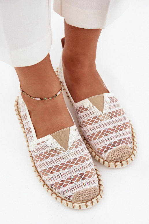 espadrillas in pizzo Femminile con rete Colore bianco Faylira