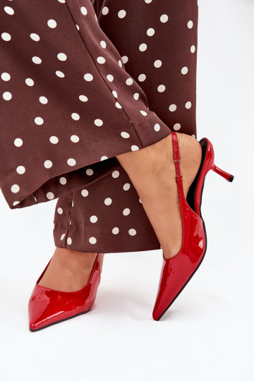 con effetto vernice Scarpe con tacchi sottili con tacco aperto colore rosso Talira 2