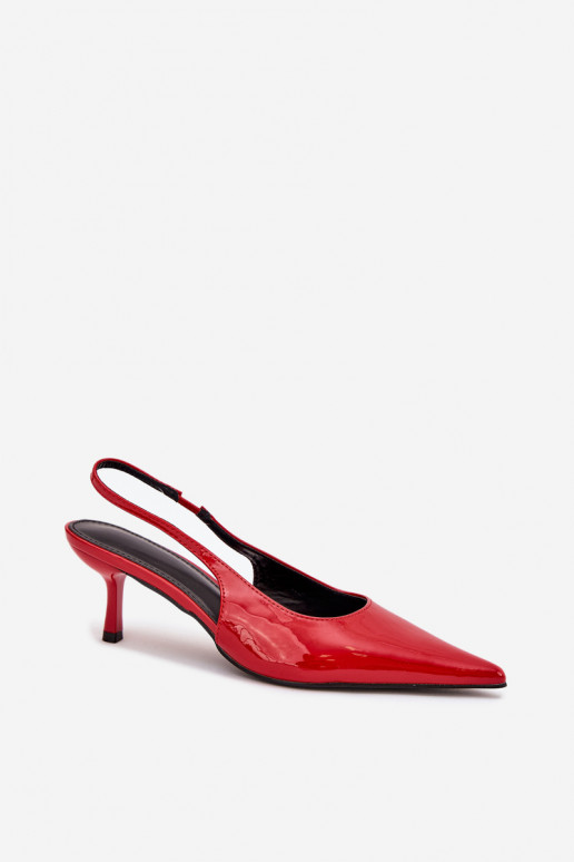 con effetto vernice Scarpe con tacchi sottili con tacco aperto colore rosso Talira con effetto vernice Scarpe con tacchi sottili con tacco aperto colore rosso Talira