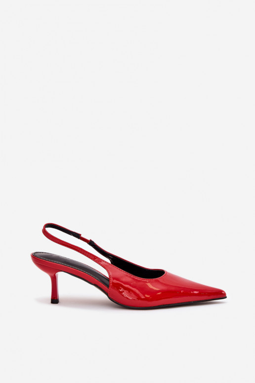 con effetto vernice Scarpe con tacchi sottili con tacco aperto colore rosso Talira con effetto vernice Scarpe con tacchi sottili con tacco aperto colore rosso Talira