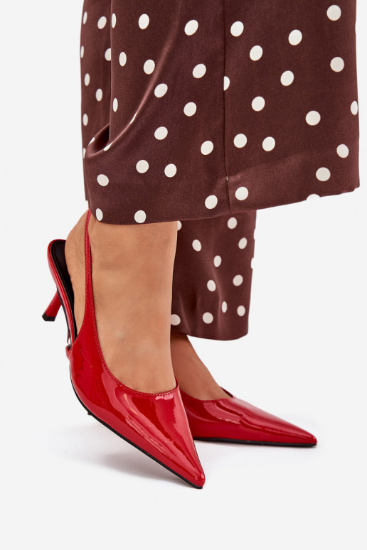 con effetto vernice Scarpe con tacchi sottili con tacco aperto colore rosso Talira con effetto vernice Scarpe con tacchi sottili con tacco aperto colore rosso Talira
