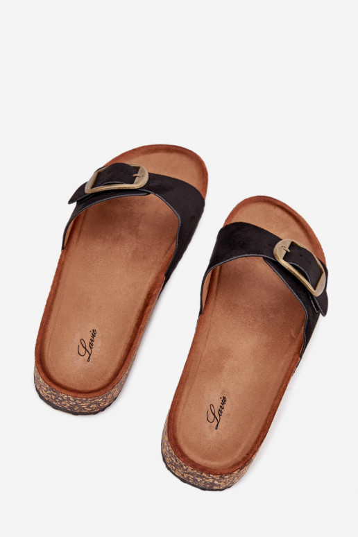 Pantofole da donna con fibbie con una piattaforma colore nero Zavira