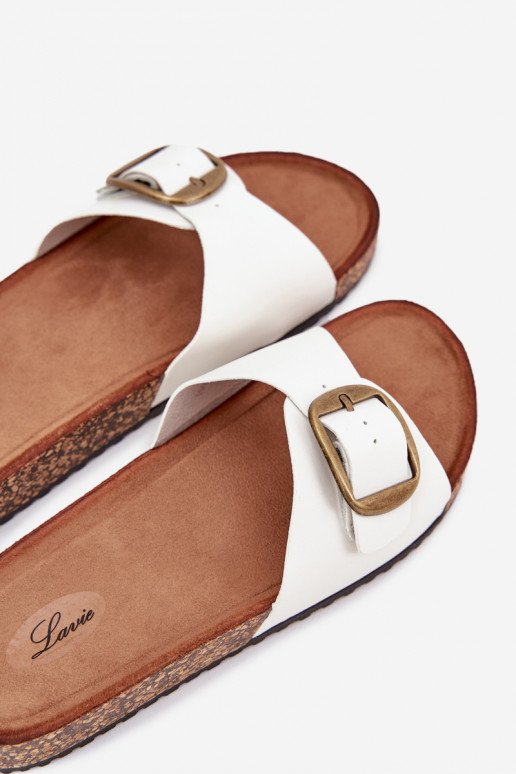 Pantofole da donna con una piattaforma con fibbie Colore bianco Vianara