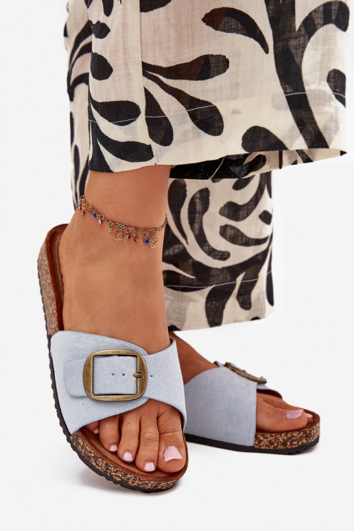 Pantofole da donna con fibbie con una piattaforma colore blu Zavira