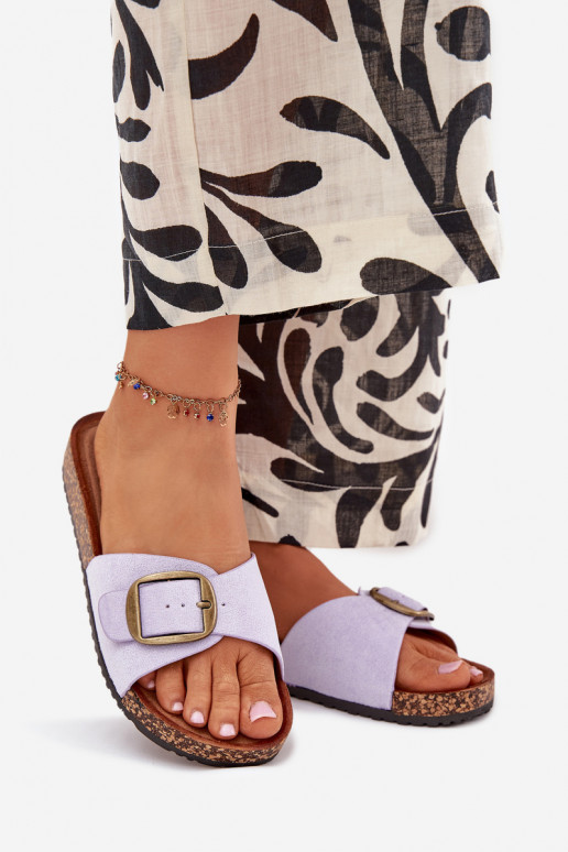 Pantofole da donna con fibbie con una piattaforma Colore viola Zavira
