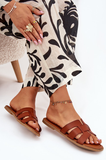 Pantofole da donna con tacchi larghi colore marrone Mirona