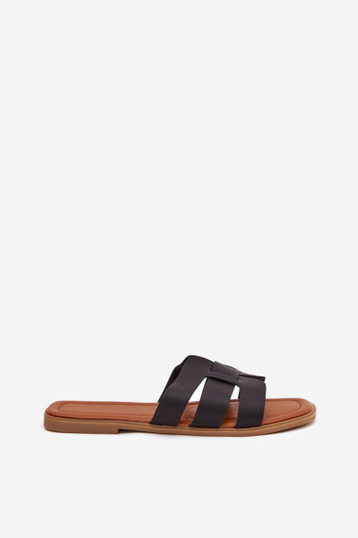 Pantofole da donna con tacchi larghi colore nero Mirona