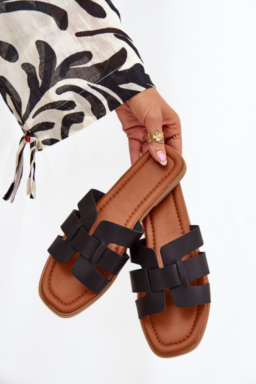 Pantofole da donna con tacchi larghi colore nero Mirona