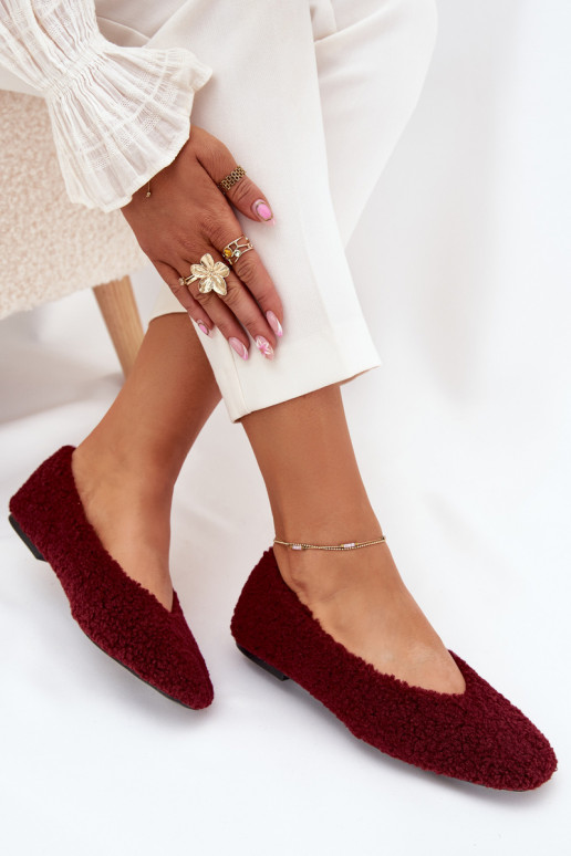 Ballerine Femminile con una pelliccia Typu Baranek Borgogna Zimira