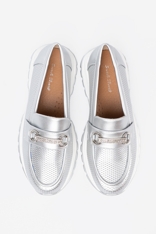 color argento mocassini z dekoracyjnym d orom elementem