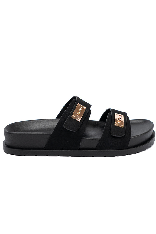 Pantofole con una piattaforma ze d oromi detalami