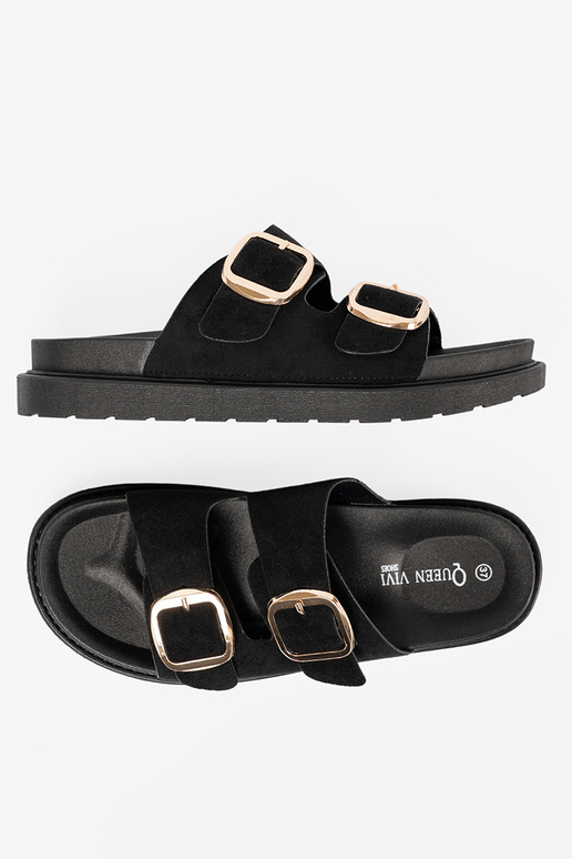 Pantofole donne colore nero ze d oromi klamrami Pantofole donne colore nero ze d oromi klamrami