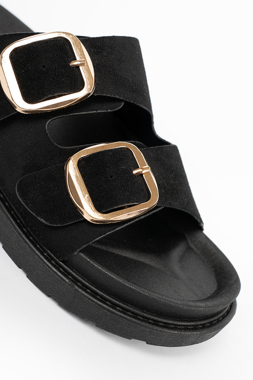 Pantofole donne colore nero ze d oromi klamrami Pantofole donne colore nero ze d oromi klamrami