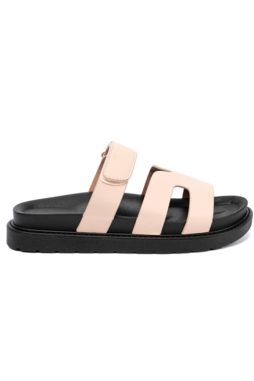 beige Pantofole con cinghie Velcro