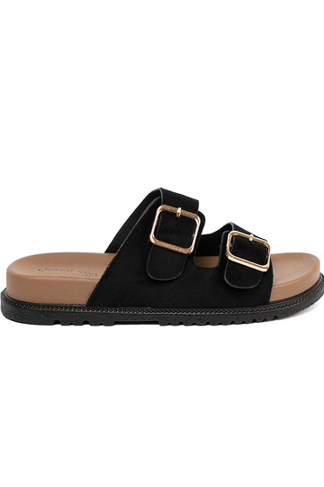 colore nero Pantofole donne ze d oromi klamrami 2