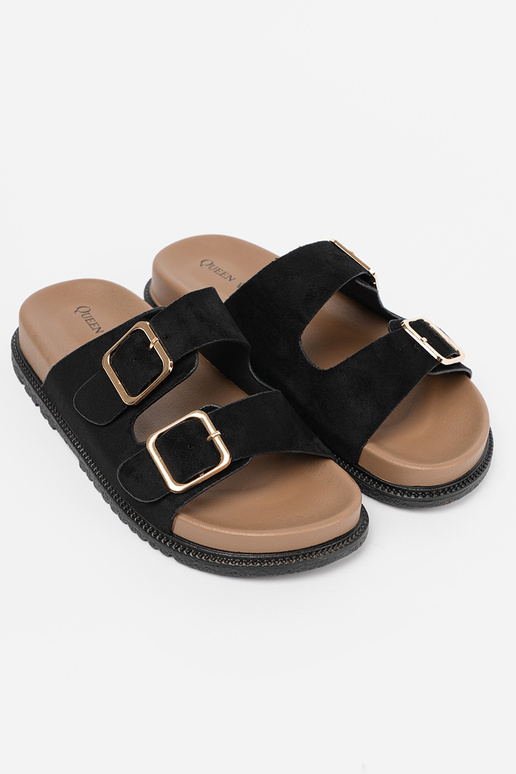 colore nero Pantofole donne ze d oromi klamrami