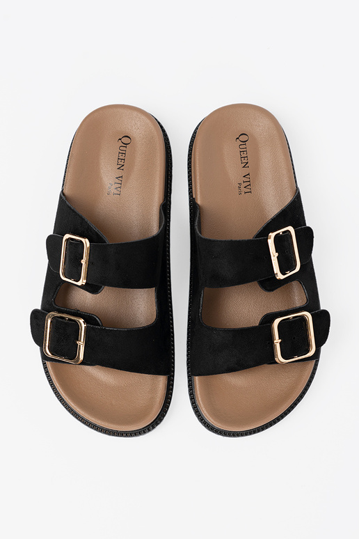 colore nero Pantofole donne ze d oromi klamrami