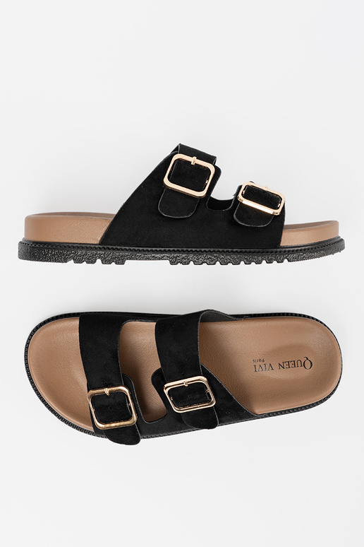 colore nero Pantofole donne ze d oromi klamrami