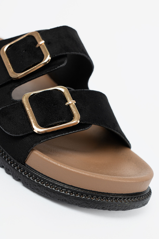 colore nero Pantofole donne ze d oromi klamrami