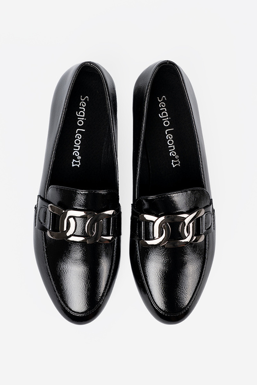 con effetto vernice mocassini con fibbia decorativa Sergio Leone con effetto vernice mocassini con fibbia decorativa Sergio Leone