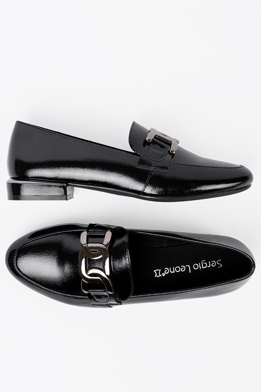 con effetto vernice mocassini con fibbia decorativa Sergio Leone con effetto vernice mocassini con fibbia decorativa Sergio Leone