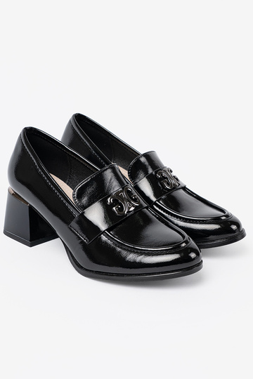 con effetto vernice mezze scarpe ze argentom zdobieniem