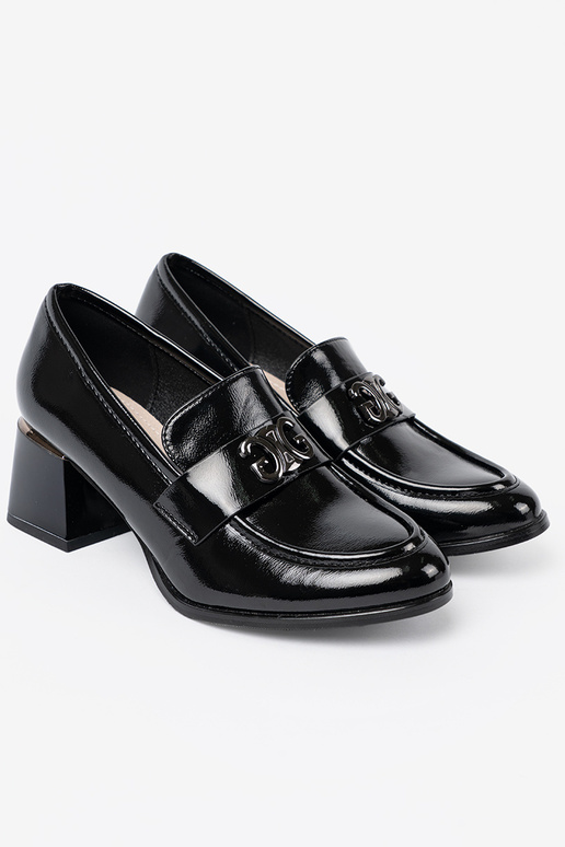 con effetto vernice mezze scarpe ze argentom zdobieniem