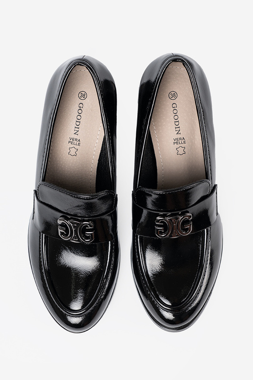 con effetto vernice mezze scarpe ze argentom zdobieniem