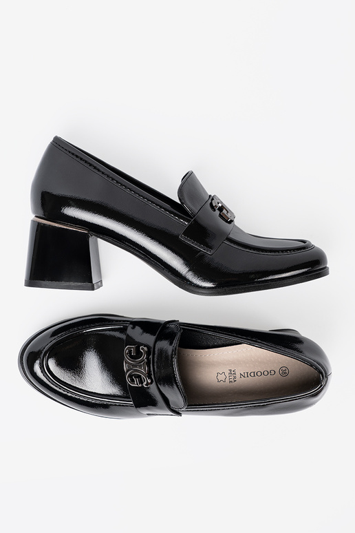 con effetto vernice mezze scarpe ze argentom zdobieniem