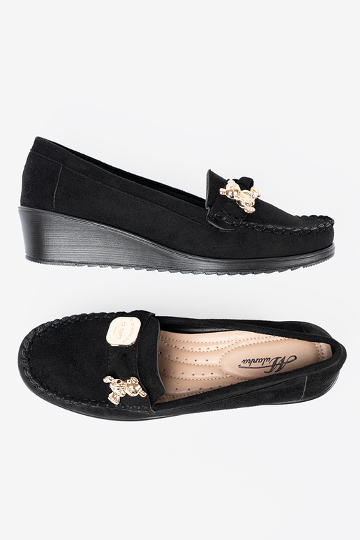 colore nero dalla pelle scamosciata mezze scarpe z ozdobnym misiem