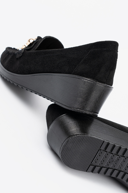 colore nero dalla pelle scamosciata mezze scarpe z ozdobnym misiem