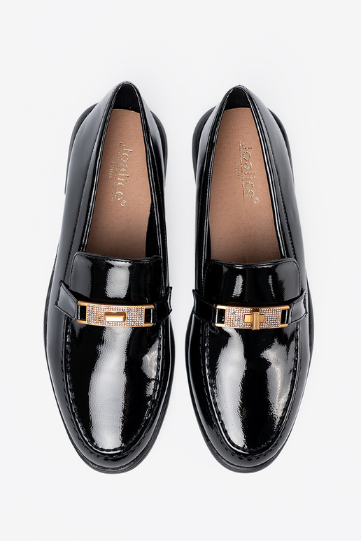 Stile elegante laccato mocassini z złotą ozdobą