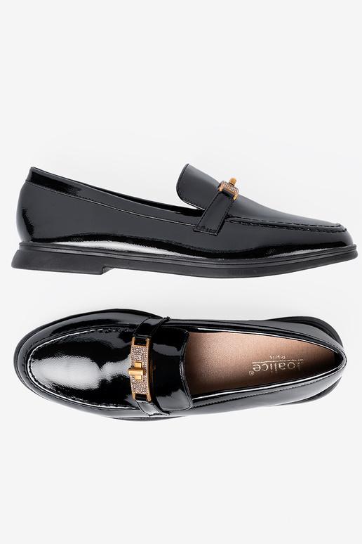 Stile elegante laccato mocassini z złotą ozdobą