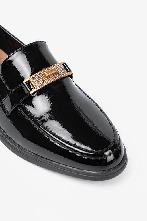 Stile elegante laccato mocassini z złotą ozdobą