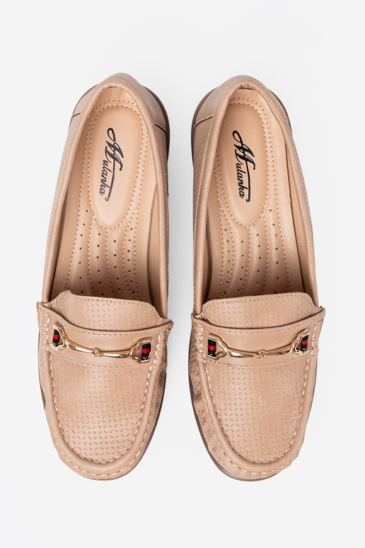 beige mezze scarpe ze d orom zdobieniem