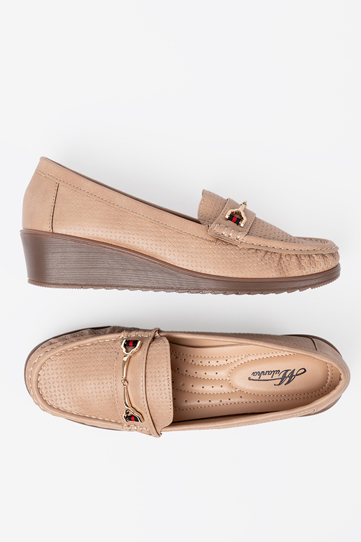 beige mezze scarpe ze d orom zdobieniem