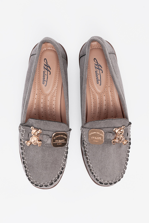 colore grigio mezze scarpe con dettagli dorati