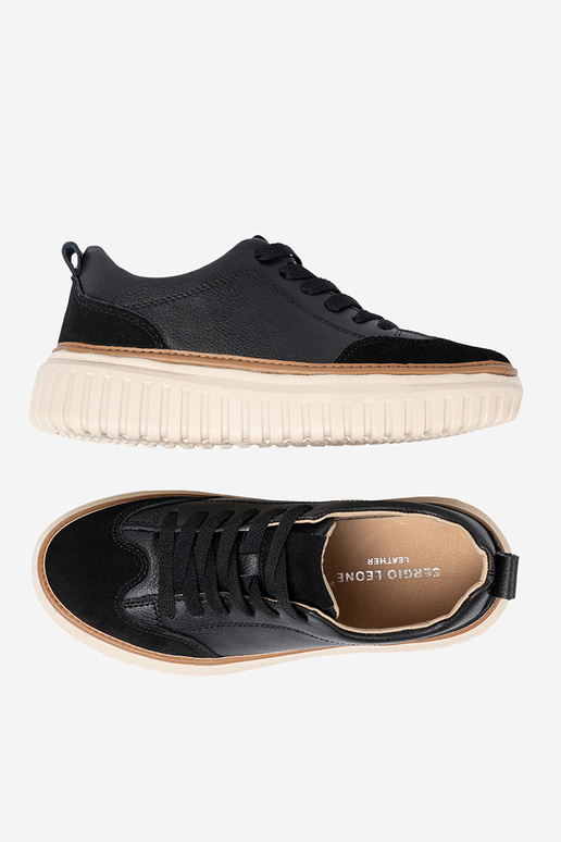 colore nero Scarpe modello sneakers pelle na beigej platformie Sergio Leone