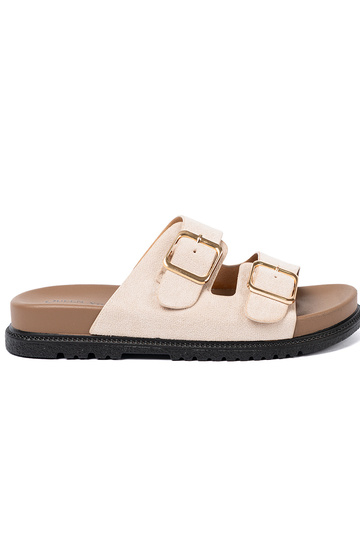 Pantofole da donna alla moda brillantementebeige z zamszoAym Aykończeniem 2