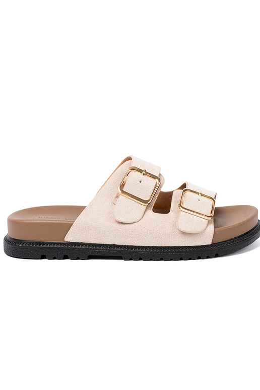 Pantofole da donna alla moda brillantementebeige z zamszoAym Aykończeniem