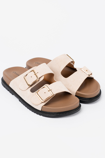 Pantofole da donna alla moda brillantementebeige z zamszoAym Aykończeniem