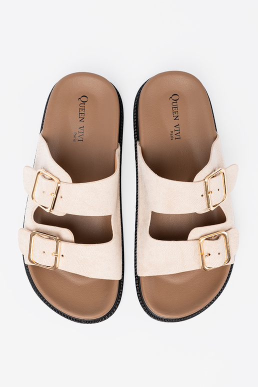 Pantofole da donna alla moda brillantementebeige z zamszoAym Aykończeniem