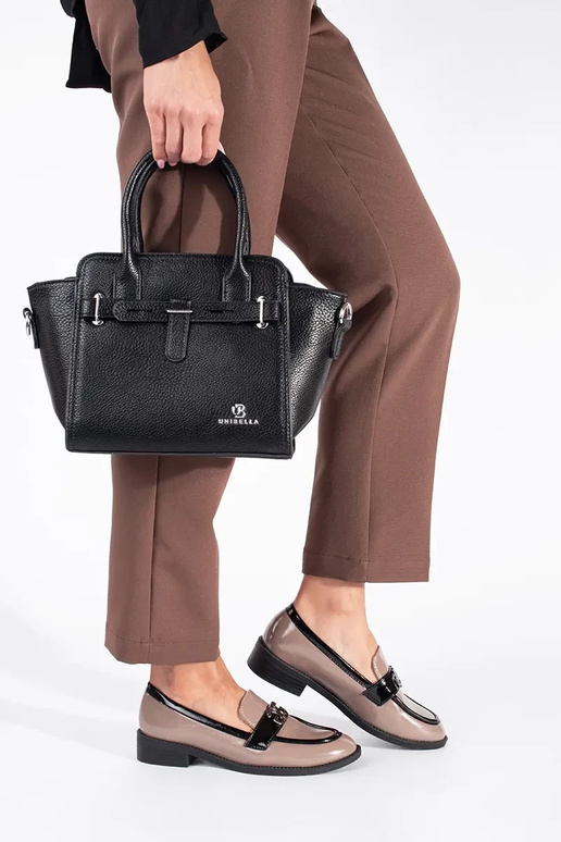 con effetto vernice beige-colore nero mocassini da donna