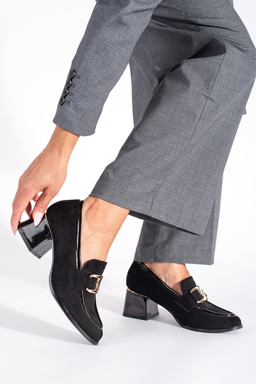 dalla pelle scamosciata donne mezze scarpe su un palo spesso 2