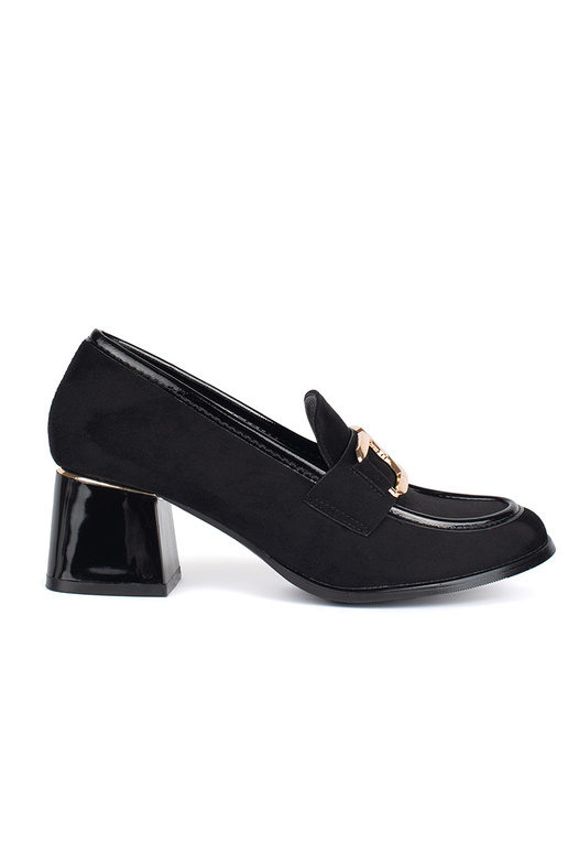 dalla pelle scamosciata donne mezze scarpe su un palo spesso