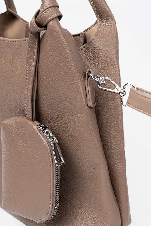 Elegante buiobeige borsetta z kosmetyczką A środku