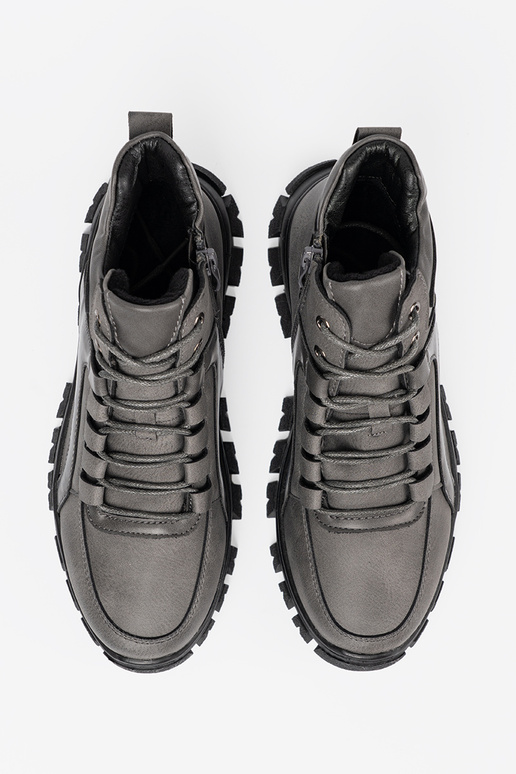 colore grigio allacciato Stivali z grubą podeszAą Sergio Leone